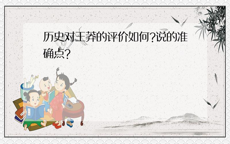 历史对王莽的评价如何?说的准确点?