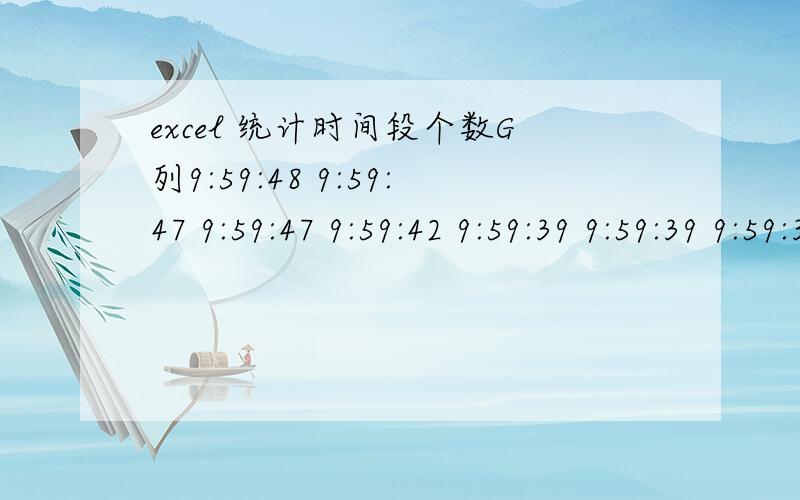 excel 统计时间段个数G列9:59:48 9:59:47 9:59:47 9:59:42 9:59:39 9:59:39 9:59:38 9:59:36 9:59:36 9:59:30 9:59:28 9:59:28 9:59:28 9:59:23 9:59:23 类似这种,统计0点到1点个数