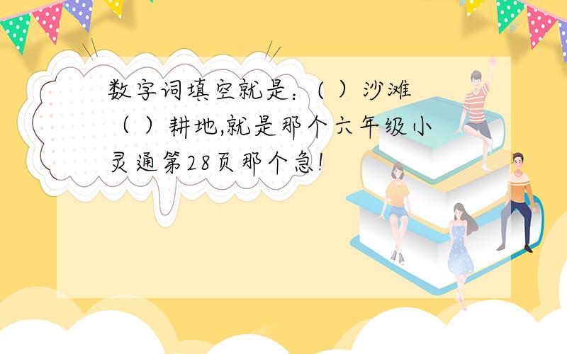 数字词填空就是：( ）沙滩 （ ）耕地,就是那个六年级小灵通第28页那个急!