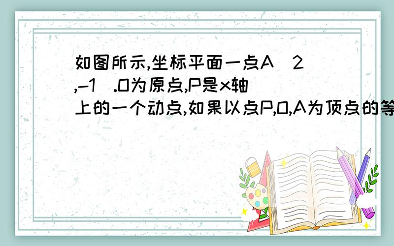 如图所示,坐标平面一点A(2,-1).O为原点,P是x轴上的一个动点,如果以点P,O,A为顶点的等腰三角形,那么求P的坐标,快我知道那四个答案，0)这个答案怎么来的，求人帮我讲讲