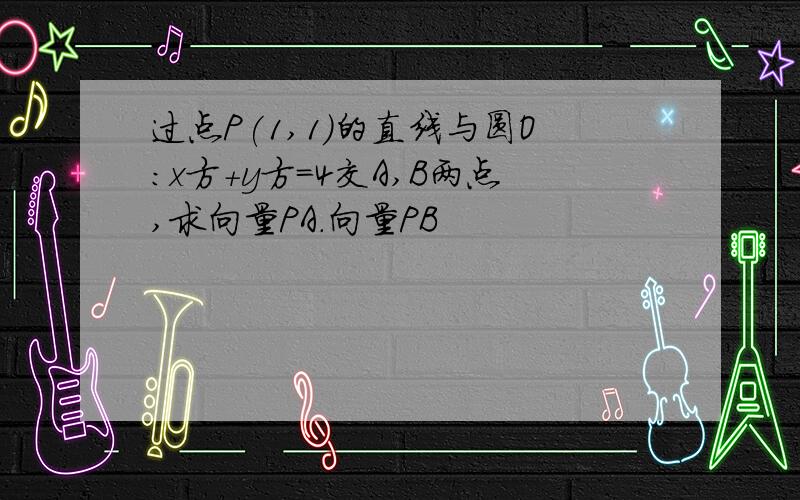 过点P(1,1)的直线与圆O:x方+y方=4交A,B两点,求向量PA.向量PB