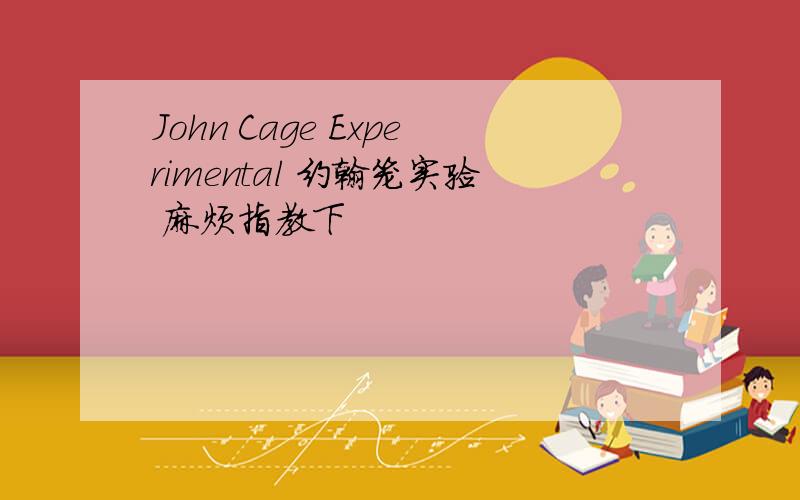 John Cage Experimental 约翰笼实验 麻烦指教下