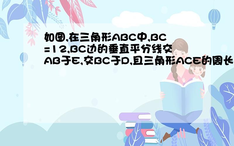 如图,在三角形ABC中,BC=12,BC边的垂直平分线交AB于E,交BC于D,且三角形ACE的周长为28,求CE的长.