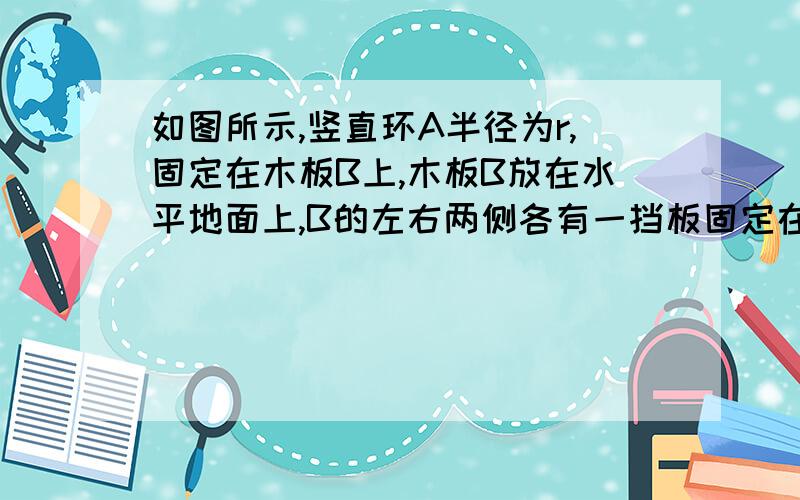 如图所示,竖直环A半径为r,固定在木板B上,木板B放在水平地面上,B的左右两侧各有一挡板固定在地上,B不能左右运动,在环的最低点静放有一小球C,A、B、C的质量均为m.给小球一水平向右的瞬时冲