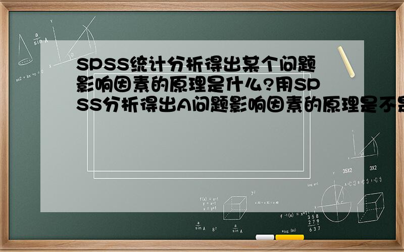 SPSS统计分析得出某个问题影响因素的原理是什么?用SPSS分析得出A问题影响因素的原理是不是：既要调查存在A问题的人对问卷中所罗列的A问题的可能影响因素的判断,也要调查不存在A问题的