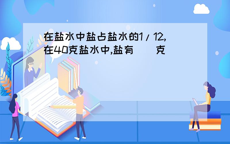 在盐水中盐占盐水的1/12,在40克盐水中,盐有（）克