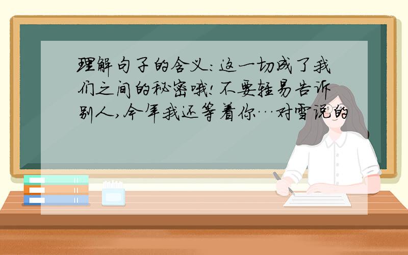 理解句子的含义:这一切成了我们之间的秘密哦!不要轻易告诉别人,今年我还等着你…对雪说的