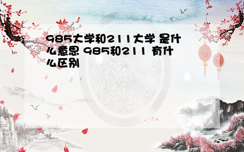 985大学和211大学 是什么意思 985和211 有什么区别