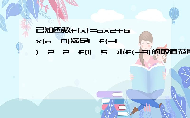 已知函数f(x)=ax2+bx(a≠0)满足1≤f(-1)≤2,2≤f(1)≤5,求f(-3)的取值范围