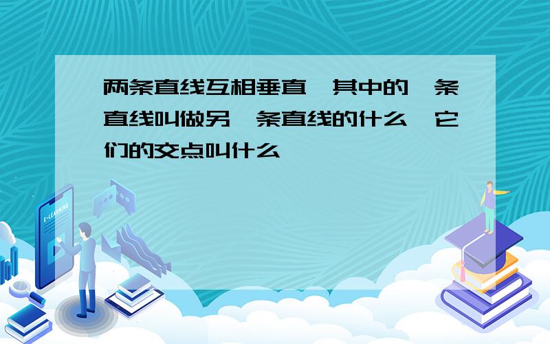 两条直线互相垂直,其中的一条直线叫做另一条直线的什么,它们的交点叫什么