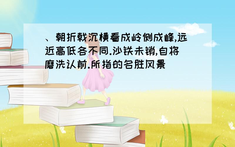 、朝折戟沉横看成岭侧成峰,远近高低各不同.沙铁未销,自将磨洗认前.所指的名胜风景