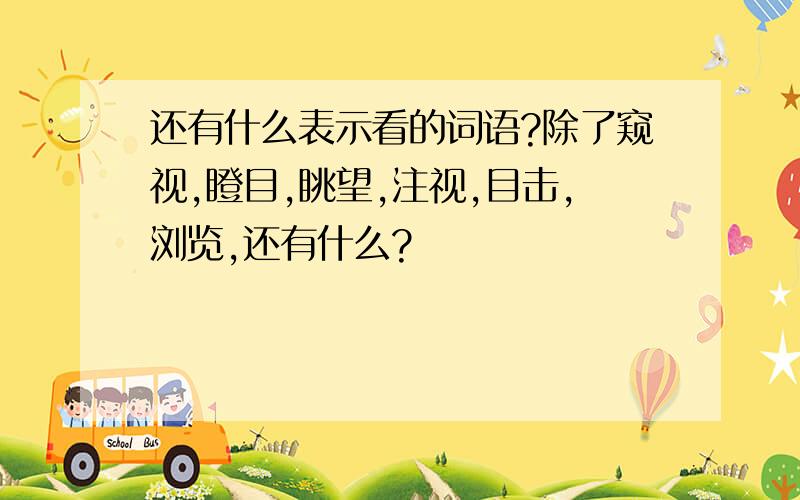 还有什么表示看的词语?除了窥视,瞪目,眺望,注视,目击,浏览,还有什么?