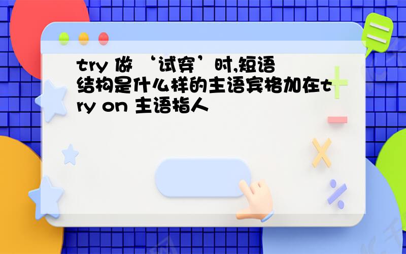 try 做 ‘试穿’时,短语结构是什么样的主语宾格加在try on 主语指人