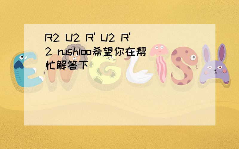 R2 U2 R' U2 R'2 rushloo希望你在帮忙解答下