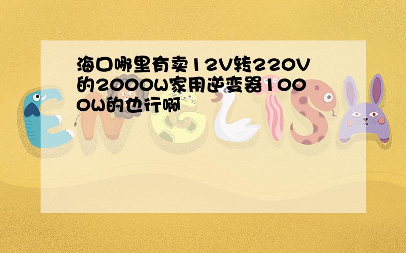 海口哪里有卖12V转220V的2000W家用逆变器1000W的也行啊