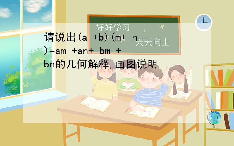 请说出(a +b)(m+ n)=am +an+ bm +bn的几何解释,画图说明