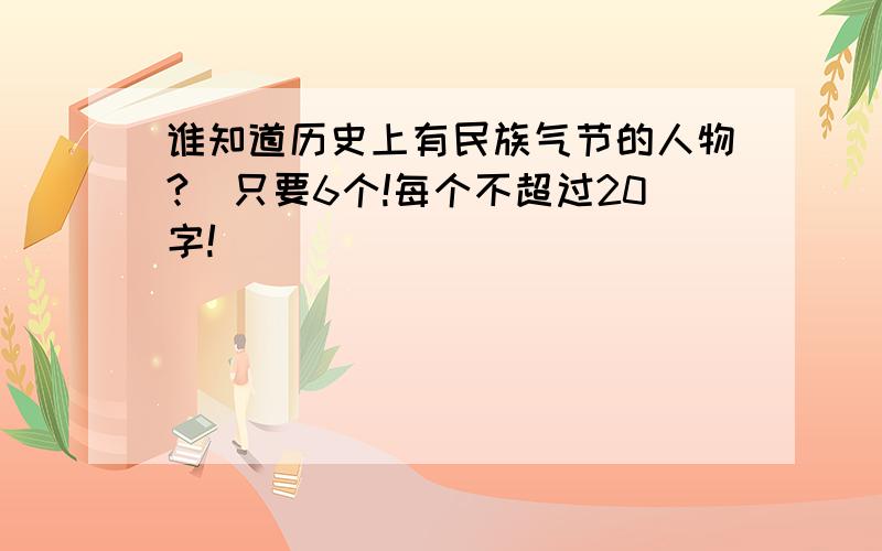 谁知道历史上有民族气节的人物?（只要6个!每个不超过20字!）