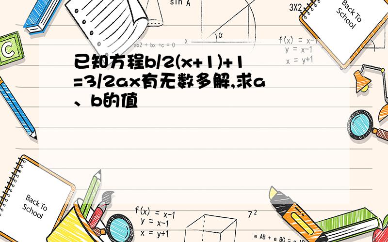 已知方程b/2(x+1)+1=3/2ax有无数多解,求a、b的值