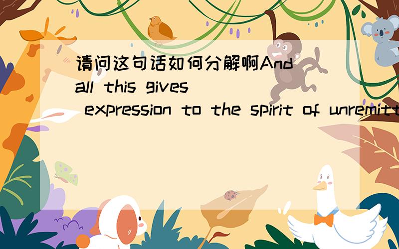 请问这句话如何分解啊And all this gives expression to the spirit of unremitting self-improvement embodied in China's cultural tradition.这句话两个动词gives和embodied,这是什么语法啊,