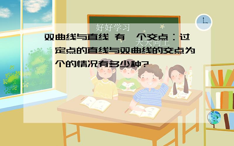 双曲线与直线 有一个交点：过一定点的直线与双曲线的交点为一个的情况有多少种?