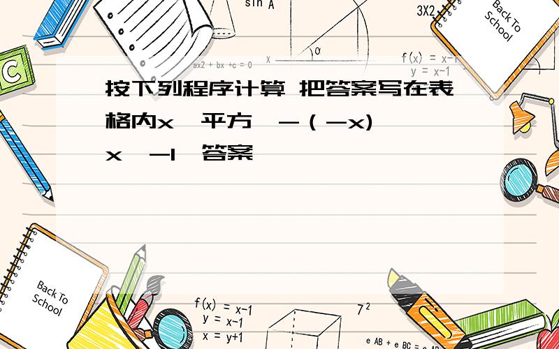 按下列程序计算 把答案写在表格内x→平方→-（-x)→÷x→-1→答案