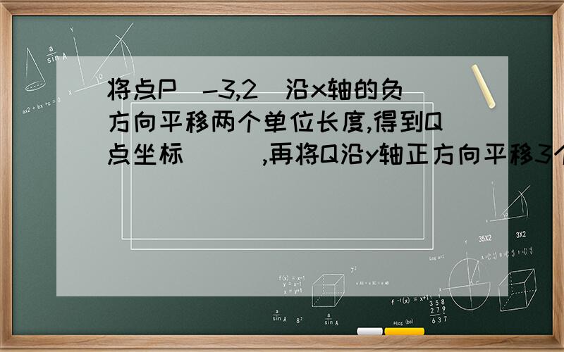 将点P(-3,2)沿x轴的负方向平移两个单位长度,得到Q点坐标___,再将Q沿y轴正方向平移3个单位长度,得到R坐标?