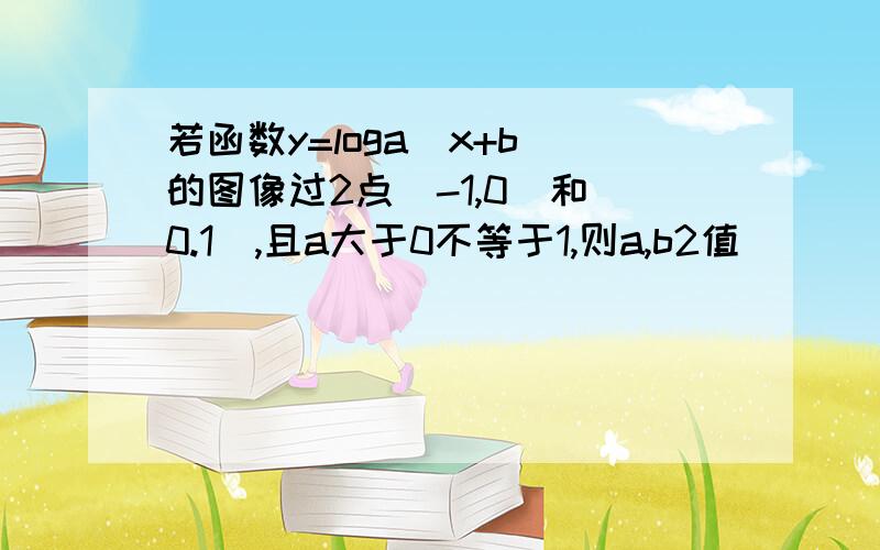 若函数y=loga(x+b)的图像过2点（-1,0）和（0.1）,且a大于0不等于1,则a,b2值