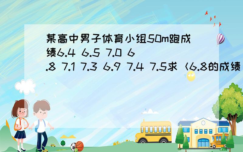 某高中男子体育小组50m跑成绩6.4 6.5 7.0 6.8 7.1 7.3 6.9 7.4 7.5求＜6.8的成绩 2 求＜6.8的成绩和 3 求＜6.8的人 4 求＜6.8的人数,画出程序框图