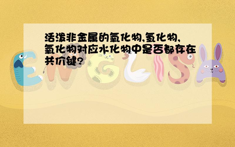 活泼非金属的氧化物,氢化物,氧化物对应水化物中是否都存在共价键?