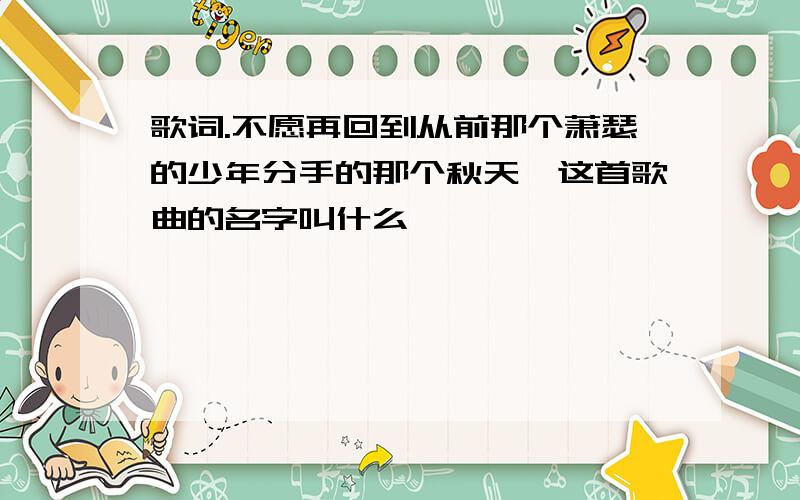 歌词.不愿再回到从前那个萧瑟的少年分手的那个秋天,这首歌曲的名字叫什么