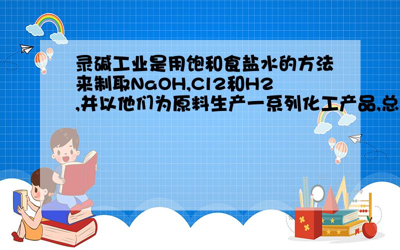 录碱工业是用饱和食盐水的方法来制取NaOH,Cl2和H2,并以他们为原料生产一系列化工产品,总反应为,2Na...录碱工业是用饱和食盐水的方法来制取NaOH,Cl2和H2,并以他们为原料生产一系列化工产品,总