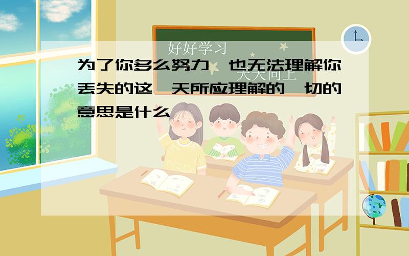 为了你多么努力,也无法理解你丢失的这一天所应理解的一切的意思是什么