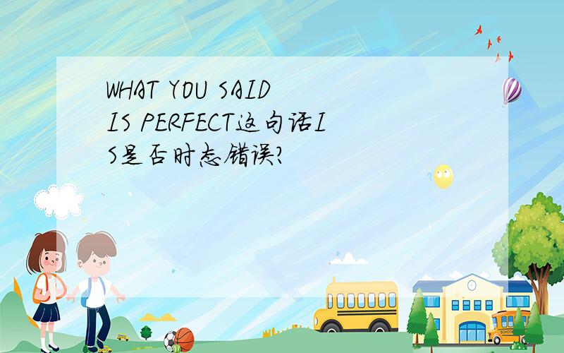 WHAT YOU SAID IS PERFECT这句话IS是否时态错误?