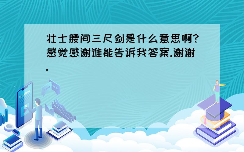 壮士腰间三尺剑是什么意思啊?感觉感谢谁能告诉我答案.谢谢.