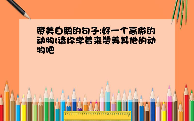 赞美白鹅的句子:好一个高傲的动物!请你学着来赞美其他的动物吧