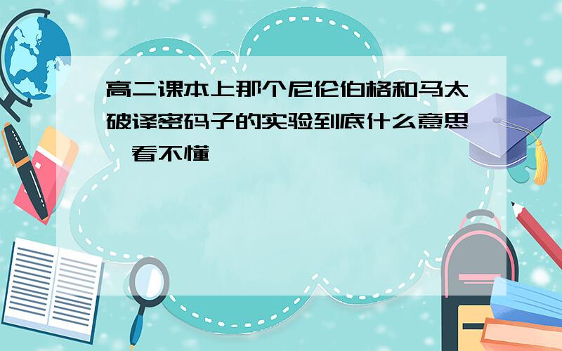 高二课本上那个尼伦伯格和马太破译密码子的实验到底什么意思,看不懂