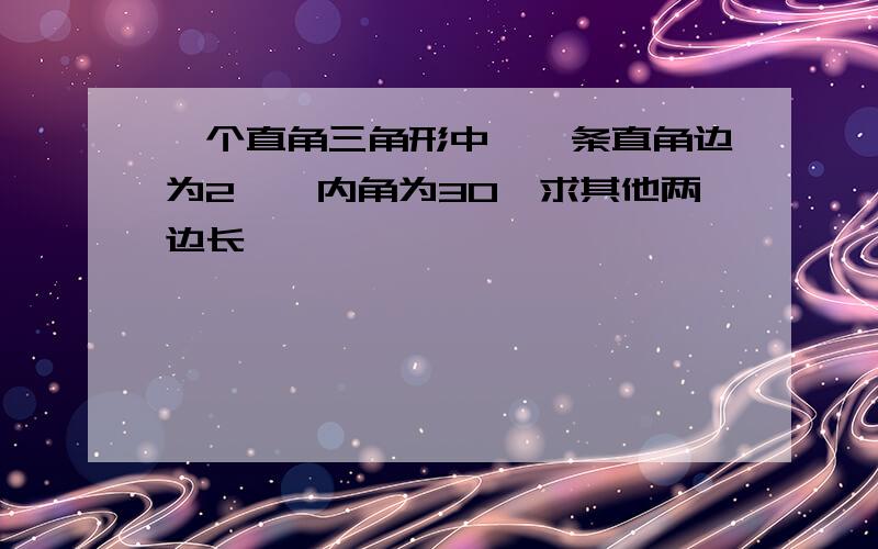 一个直角三角形中,一条直角边为2,一内角为30°求其他两边长