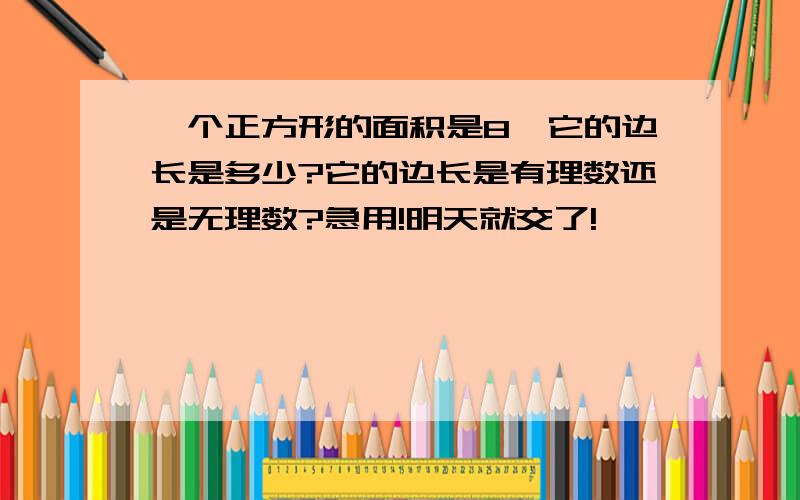 一个正方形的面积是8,它的边长是多少?它的边长是有理数还是无理数?急用!明天就交了!