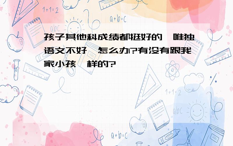 孩子其他科成绩都挺好的,唯独语文不好,怎么办?有没有跟我家小孩一样的?