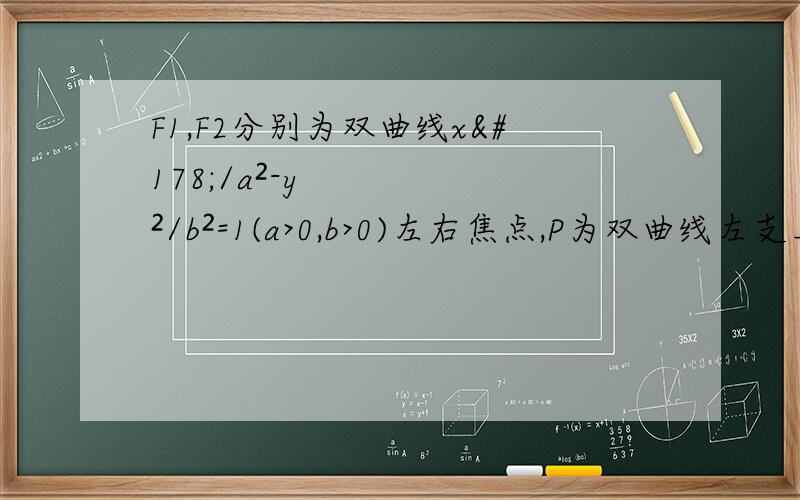 F1,F2分别为双曲线x²/a²-y²/b²=1(a>0,b>0)左右焦点,P为双曲线左支上的任意一点,若|PF2|²/|PF1|最小值为8a,求双曲线的离心率e的取值范围