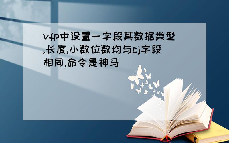 vfp中设置一字段其数据类型,长度,小数位数均与cj字段相同,命令是神马