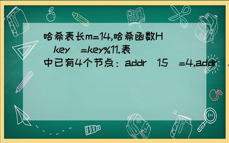 哈希表长m=14,哈希函数H（key）=key%11.表中已有4个节点：addr(15)=4,addr(38)=5,addr(61)=6,addr(84)=7.其余地址为空,如果用二次探测处理冲突,关键字为49的节点的地址是（）请给出解题的思路分析越详细