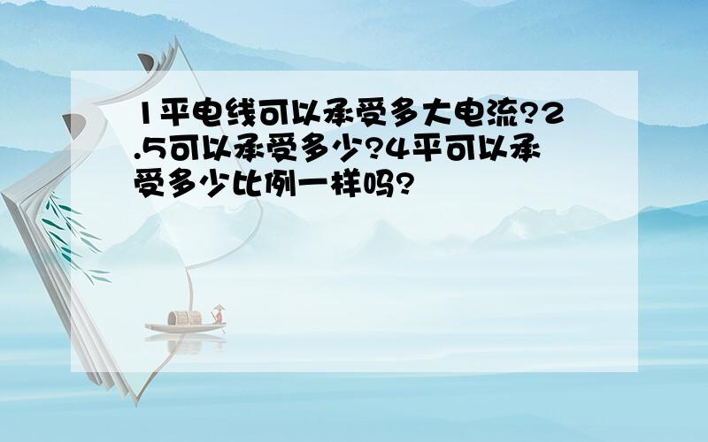 1平电线可以承受多大电流?2.5可以承受多少?4平可以承受多少比例一样吗?