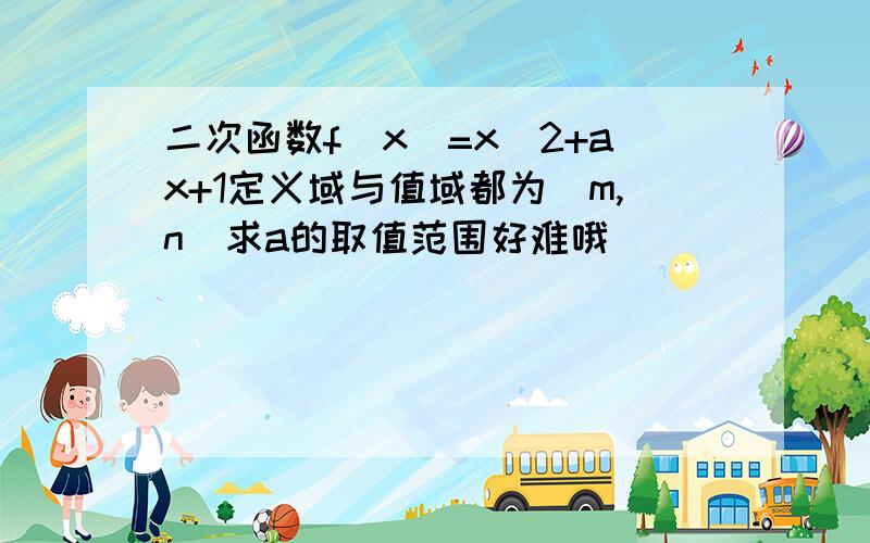 二次函数f(x)=x^2+ax+1定义域与值域都为[m,n]求a的取值范围好难哦