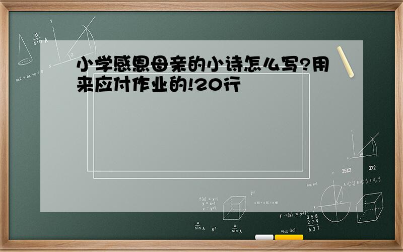 小学感恩母亲的小诗怎么写?用来应付作业的!20行