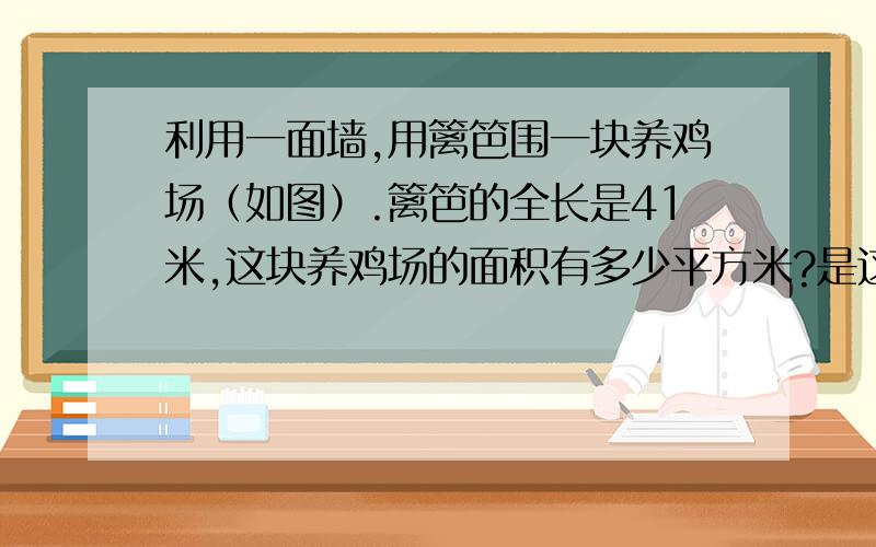 利用一面墙,用篱笆围一块养鸡场（如图）.篱笆的全长是41米,这块养鸡场的面积有多少平方米?是这张，上面的不全，sorry