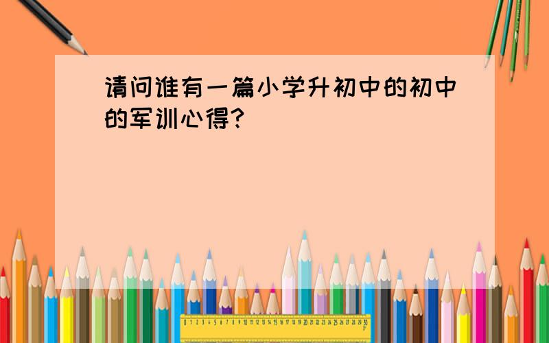 请问谁有一篇小学升初中的初中的军训心得?