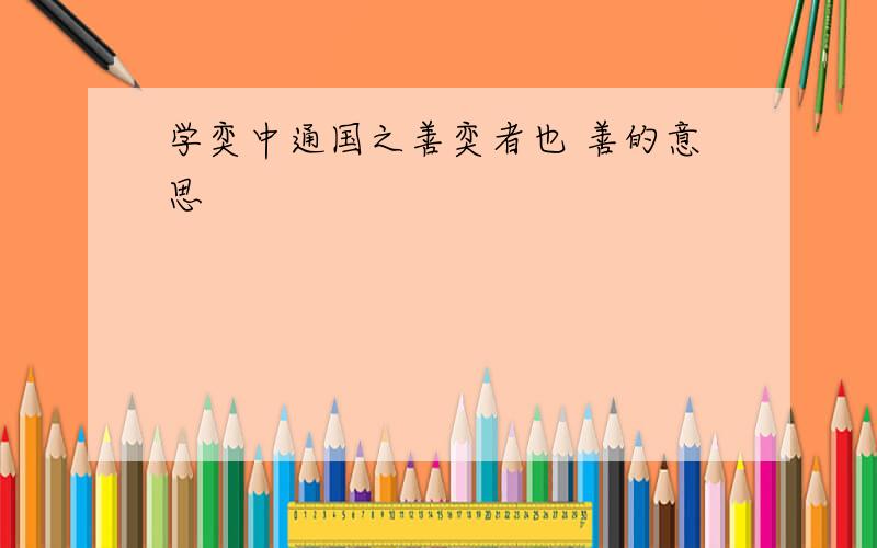 学奕中通国之善奕者也 善的意思