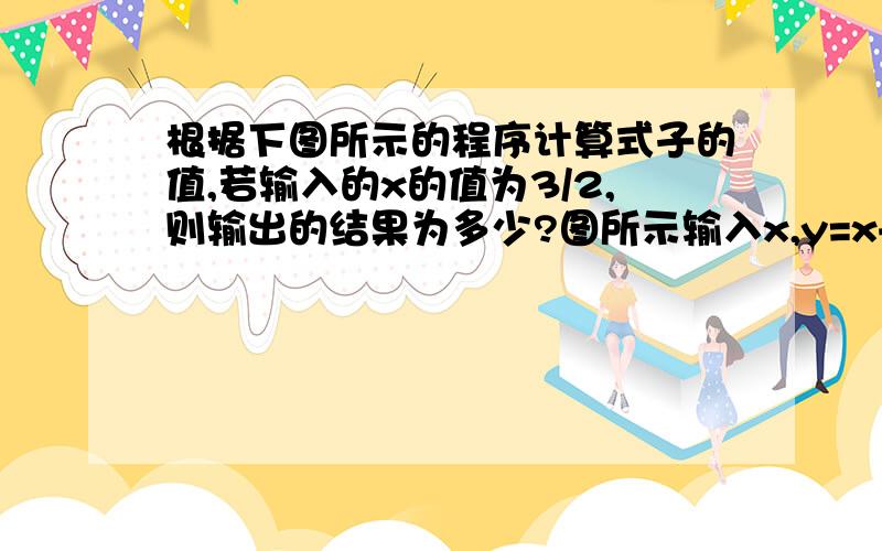 根据下图所示的程序计算式子的值,若输入的x的值为3/2,则输出的结果为多少?图所示输入x,y=x+2且（-2≤x≤1）,y=x且(-1