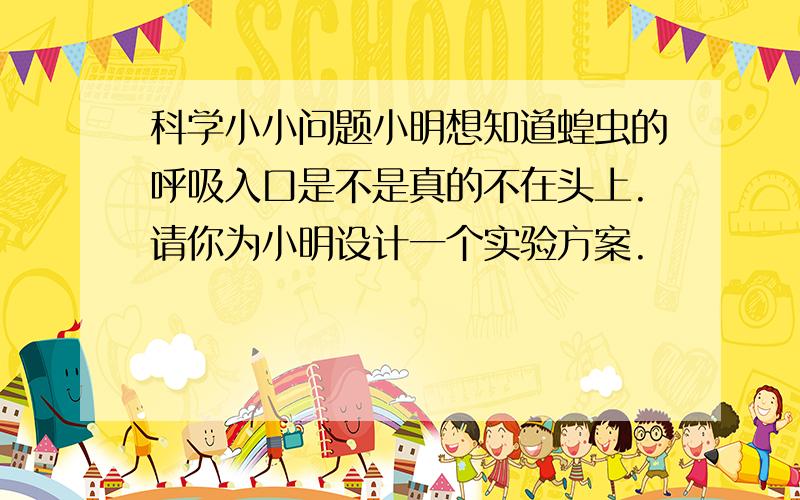 科学小小问题小明想知道蝗虫的呼吸入口是不是真的不在头上.请你为小明设计一个实验方案.